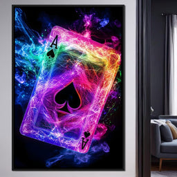 Ace of Spades Neon Burst - NicheCanvas