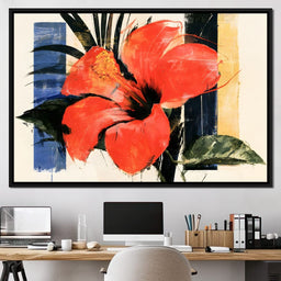 Bold Petals Against Abstract Structures - NicheCanvas