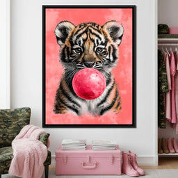 Playful Cub Bubble Burst Pink - NicheCanvas