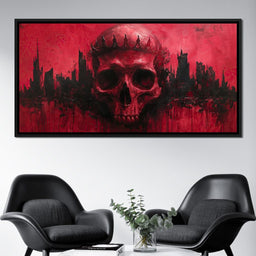 Crowned Skull Over Urban Ruins - NicheCanvas