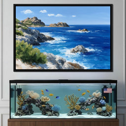 Rocky Coastline Ocean View Oil Painting - NicheCanvas