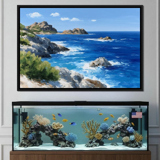 Rocky Coastline Ocean View Oil Painting Canvas Print