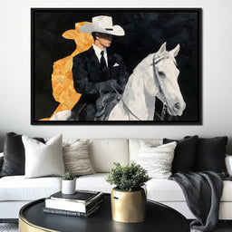 Elegant Cowboy On Ivory Steed - NicheCanvas