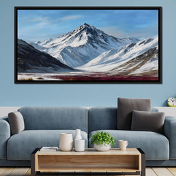 Snowy Alpine Peak Over Heather - NicheCanvas