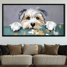 Puppy Yorkshire Eyes Peeking - NicheCanvas