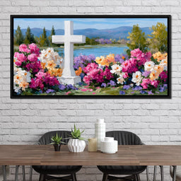 Garden Reverie by the Lake - NicheCanvas