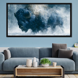 Roaming Buffalo In Cold Winter Plains - NicheCanvas