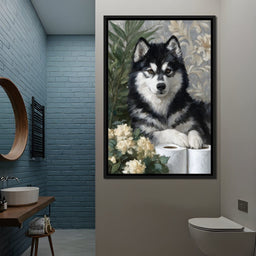 Malamute Bathroom Guardian - NicheCanvas