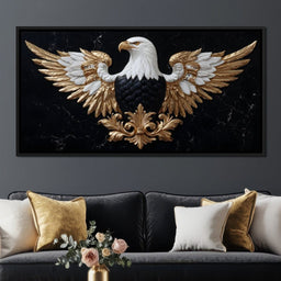 Majestic Gold Eagle Crest Marble - NicheCanvas