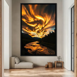 Golden Skies Over River Glow - NicheCanvas