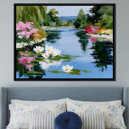 Water Lily Garden Reflection - NicheCanvas