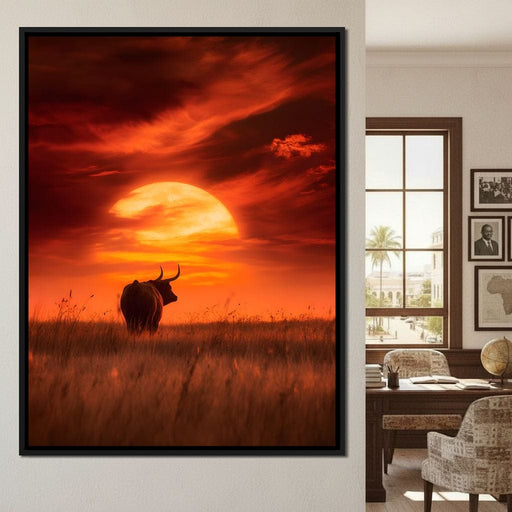 Majestic Bull Sunset Reverie Canvas Print