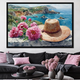 Seaside Blooms and Straw Hat - NicheCanvas