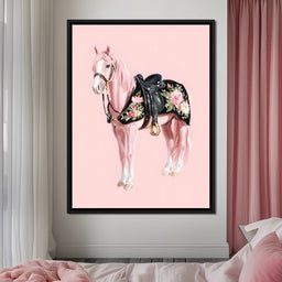 Blush Pony Floral Saddle - NicheCanvas