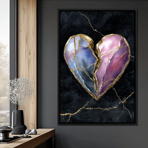 Kintsugi Split Heart Gold Canvas Print