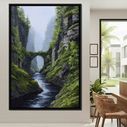 Emerald Gorge Stone Bridge River - NicheCanvas