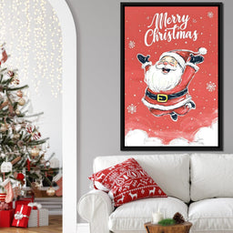 Joyful Santa Snowfall Holiday - NicheCanvas