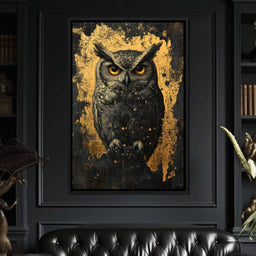 Golden Nocturnal Owl - NicheCanvas