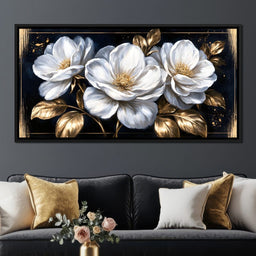 Gilded Petals On A Midnight Stage - NicheCanvas