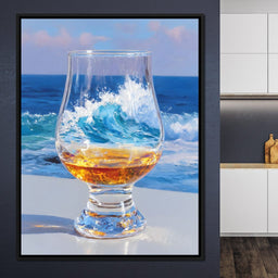 Ocean Wave Whisky Glass Stillness - NicheCanvas