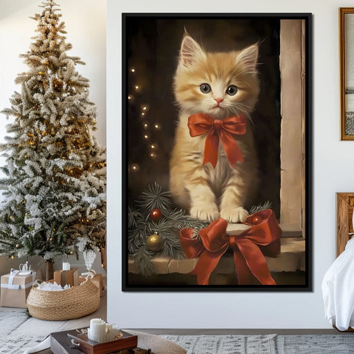 Yuletide Kitten by the Window Canvas Print