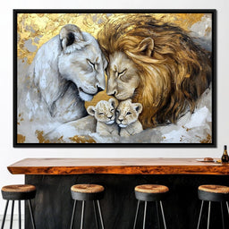 Lion Family Embrace - NicheCanvas