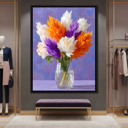 Vibrant Pampas Grass Bouquet Scene - NicheCanvas