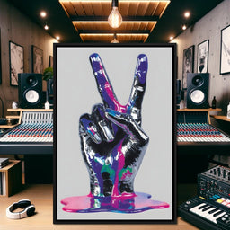 Neon Drip Victory Hand Statement - NicheCanvas