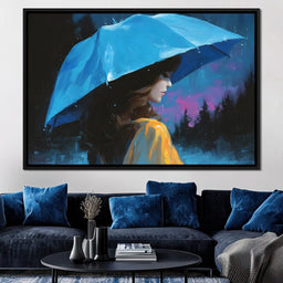 Blue Umbrella Evening Reverie - NicheCanvas