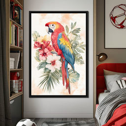 Tropical Parrot Floral Burst - NicheCanvas