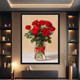 Red Rose Bouquet Glass Vase - NicheCanvas