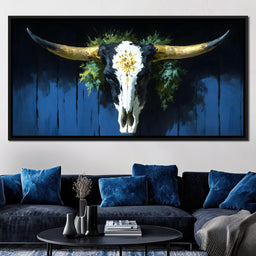 Golden Longhorn Skull Rustic - NicheCanvas