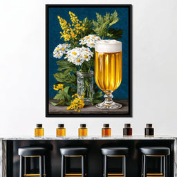 Golden Ale and Garden Daisies - NicheCanvas