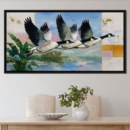 Wild Geese Over Quiet Marsh - NicheCanvas