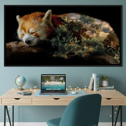 Sleeping Red Panda Forest Dream - NicheCanvas