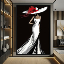 The White Dress -  Elegant Nocturne Silhouette - NicheCanvas