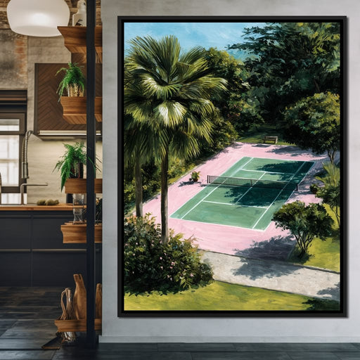 Palm Garden Tennis Court Retreat Canvas Print