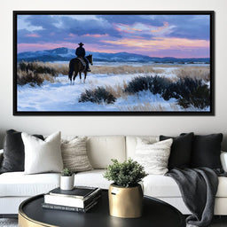 Western Rider at Snowy Dawn - NicheCanvas