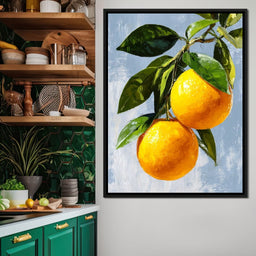 Sunlit Oranges On Branch - NicheCanvas