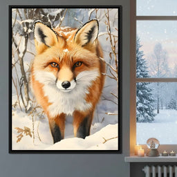 Winter Fox Glance of Quiet Wild - NicheCanvas