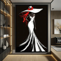 The White Dress - Sable Elegance with Flare - NicheCanvas