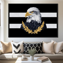 Bold Bald Eagle Stripes Gold Laurel - NicheCanvas