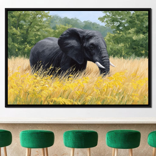 Majestic Giant Elephant In Golden Fields Canvas Print