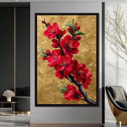 Golden Sakura Blossom Branch - NicheCanvas