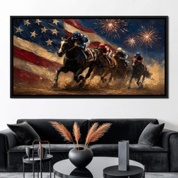 Thundering Hooves Under Patriotic Skies - NicheCanvas