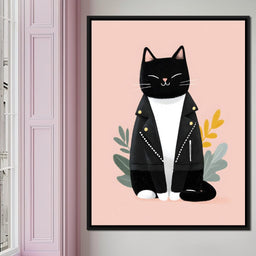 Rebel Feline Chic on Blush - NicheCanvas