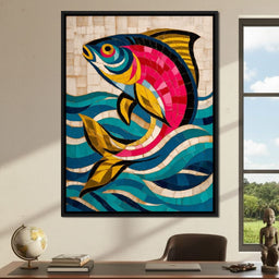 Vibrant Tropical Fish Mosaic - NicheCanvas