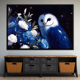 Nocturnal Blossom Owl Sentinel - NicheCanvas