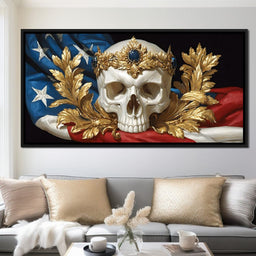 Regal Skull Golden Laurel Tribute - NicheCanvas