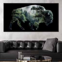 Bison Forest Spirit Silhouette - NicheCanvas